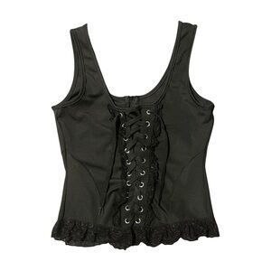 Y2K Vintage 2000s Black Lace Goth Corset Top Size Small